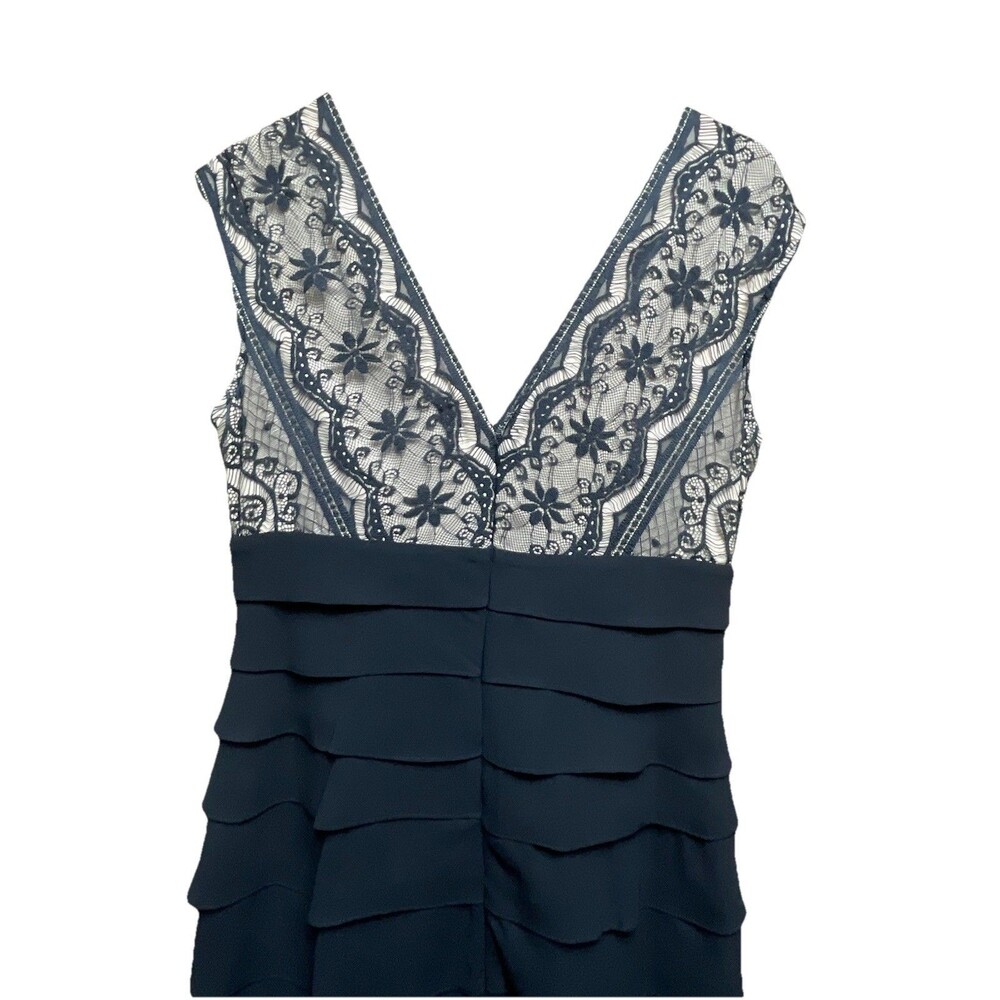 Jessica Howard Black Lace Bodice Artichoke Tiered Skirt Dress Size 12